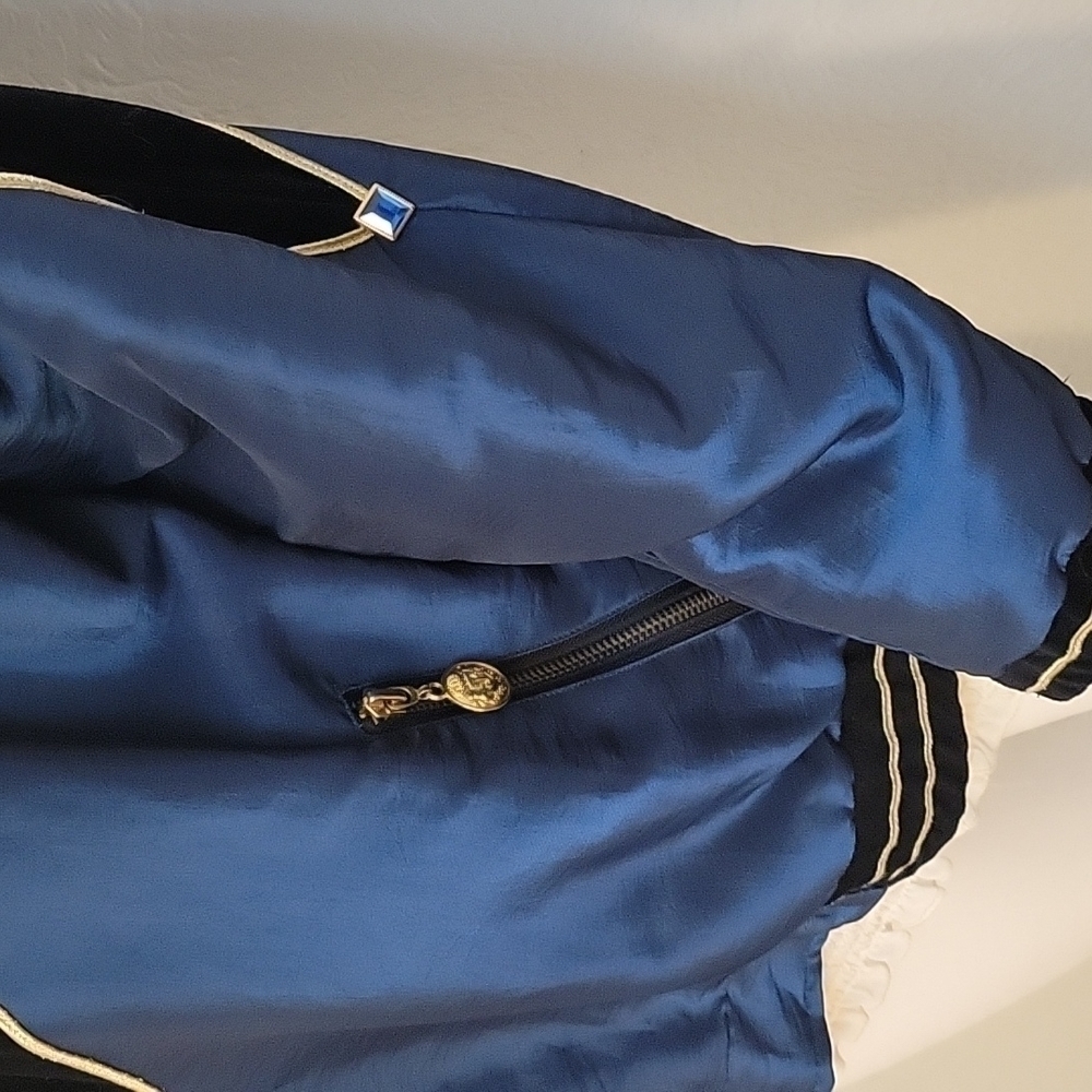 VTG IVANA 1980s Velour Embellished Spider Web Bomber Goth Track Jacket - Picture 7 of 12